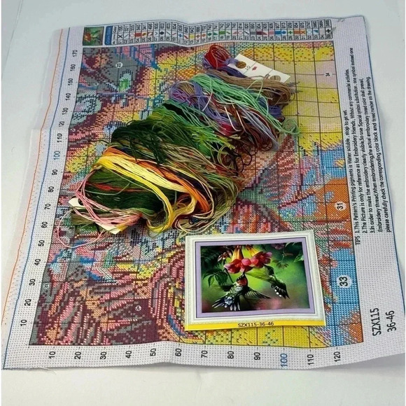 Crosstitch kit, hummingbird pattern, was opened and never used - Picture 4 of 10
